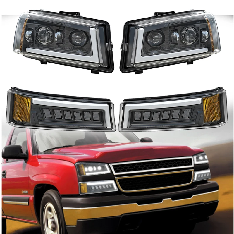 LED Headlights With Turn Signal Lamp Assembly For 2003~2006 Chevrolet Silverado / Avalanche 1500 2500 3500 Headlamps Assembly