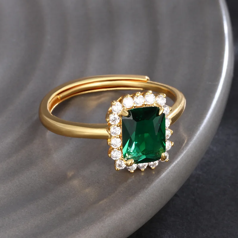 

Luxury 24K 9999 Pure Gold real gold Square Temperament Retro Light Luxury Women's Ring Adjustable
