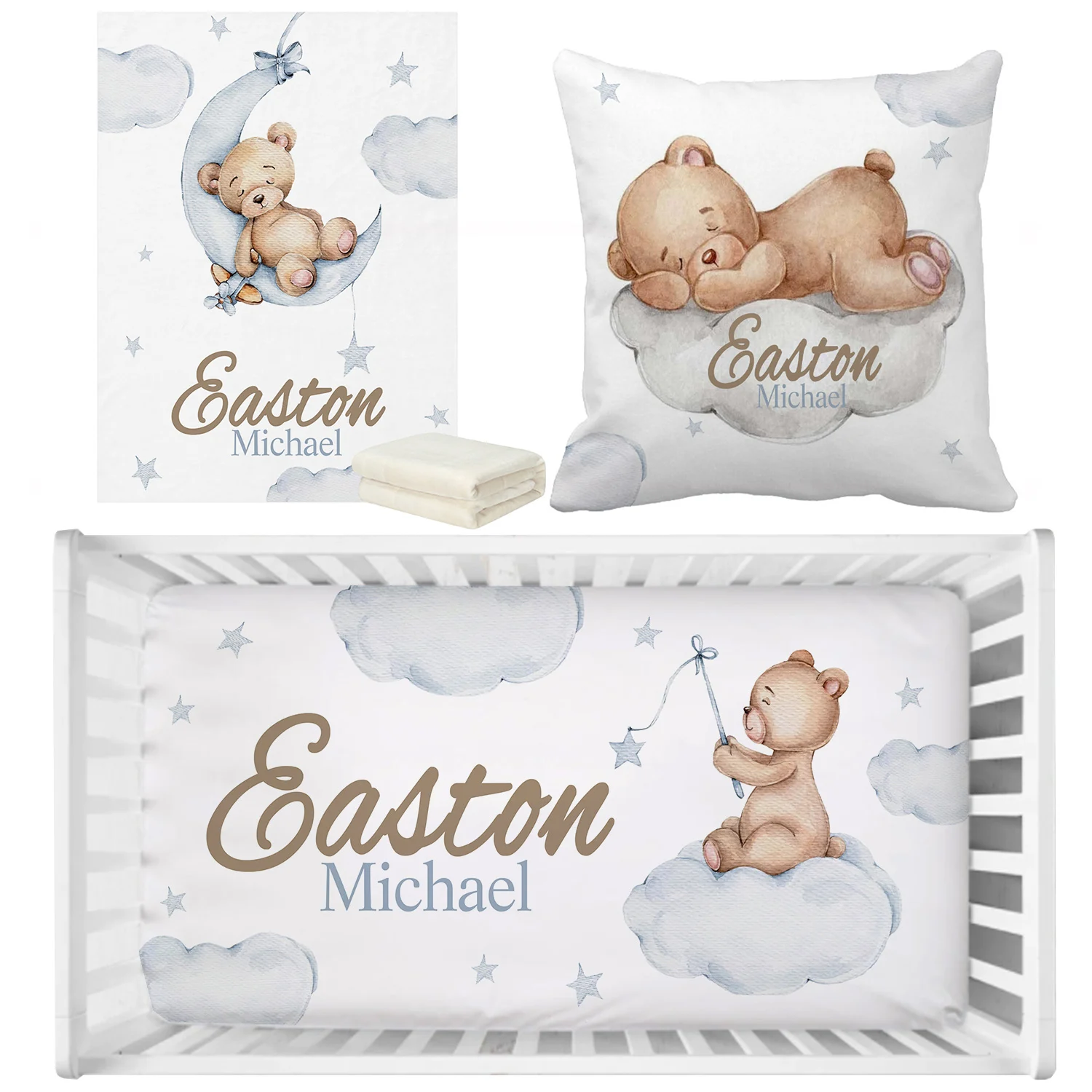 

LVYZIHO Комплект постельного белья с медведем на заказ, детское одеяло, простыня для детской кроватки, детская подушка