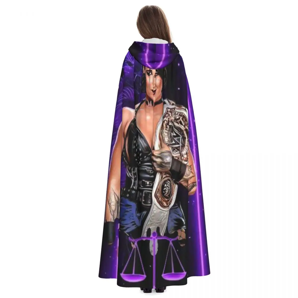 She Is My Mami Rhea Ripley Bootleg Wrestler Long Hooded Cloak Witch Medieval Costume Cosplay Cape HalloweenCoat Adult Unisex - view 2