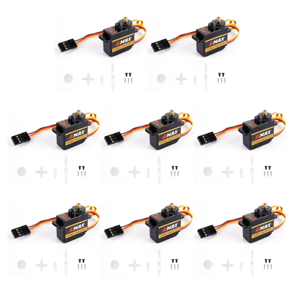 4/8PCS Emax ES08MD EMAX EMX-SV-0275 II 12g Servo Analógico com Engrenagem Metálica para Robótica RC, Aviões, Carros, Rádio, Helicópteros