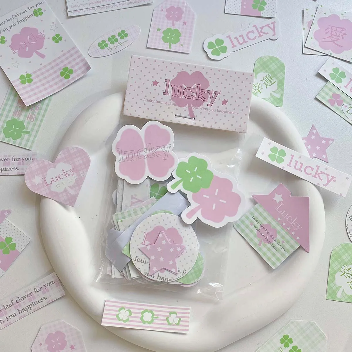 

Lucky Four-leaf Clover Stickers for Scrapbooking Stationery Sticker Kawaii Sticker Diy Phone Luggage Motorcycle Laptop