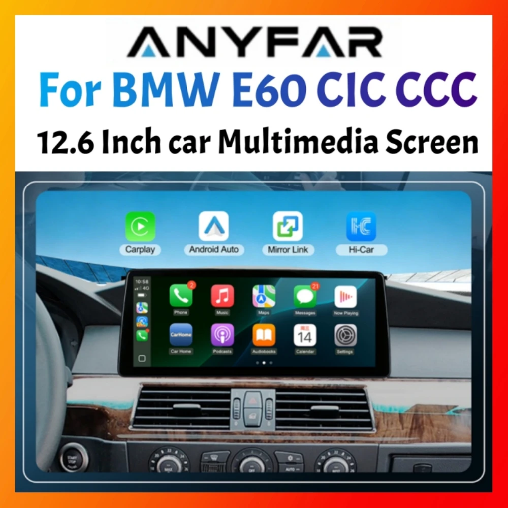 12.6 inch Ultra Wide Linux Screen Upgrade for BMW E60 5 Series 2003-2008 CCC 2008-2010 CIC Plug and Play Supports Factory iDrive