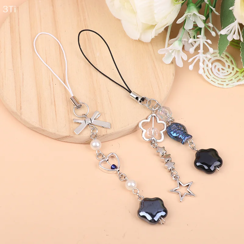 Ремешок для телефона в стиле лампы для влюбленных, милый бант из бисера, звезда, цепочка для мобильного телефона, милый брелок с бантом, подвеска для камеры