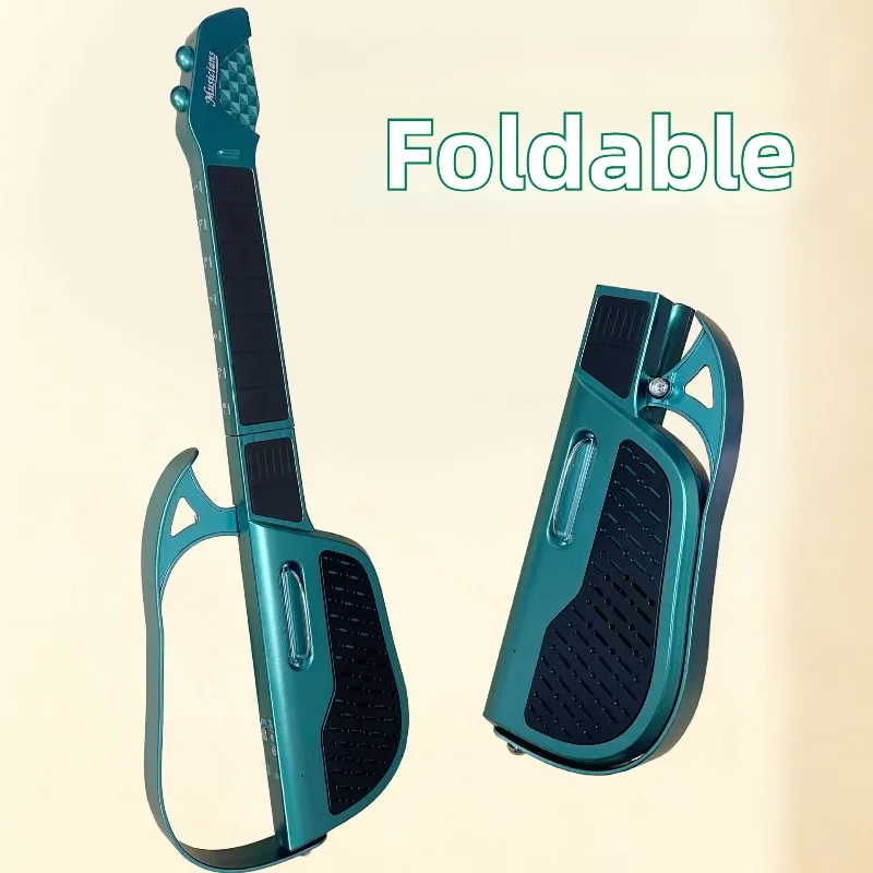 Crianças guitarra sem cordas dobrável tipo chave brinquedo guitarra música iluminação crianças guitarras brinquedo instrumento musical carregamento usb