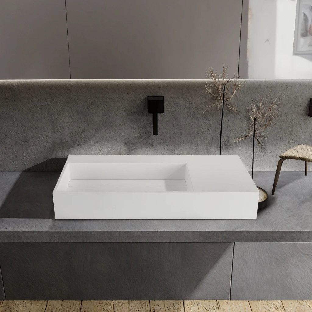 

*# Modern Matte White Rectangular Wash Basin with Easy Clean Feature Wall-Hang Design for Hotels Wholesale Bathroom Sink Drainer