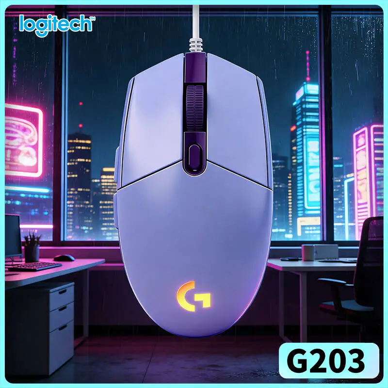 

Игровая мышь Logitech G203 проводная, RGB-подсветка, 8000 DPI, 6 кнопок, отклик 1 мс, легкая (85 г), для ПК и ноутбуков, точная