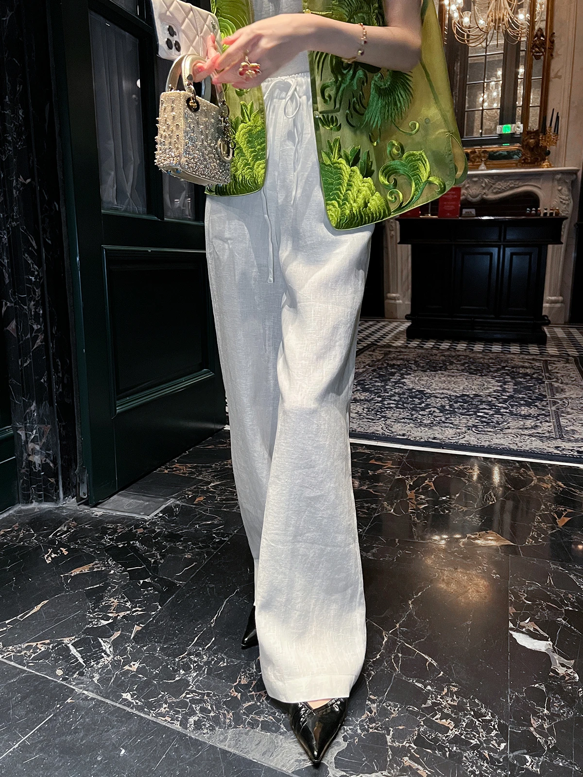 

Брюки женские льняные с высокой талией, широкие, прямые, повседневные, свободные, драпированные, для весны и лета, новинка, с эффектом высококачественного материала