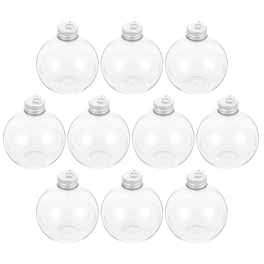 10 Pcs Bottles Beverages Christmas Spherical Coffee with Caps Juice Decorations Convenient Plastic Milk Silver Leakproof Candy