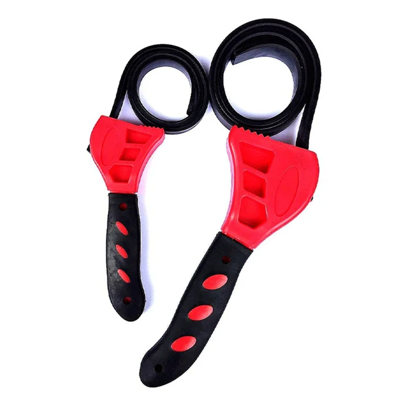 

ABYN-2PCS 6In 8In Belt Wrench Oil Filter Puller Strap Spannerchain Oil Filter Cartridge Disassembly Tool Oil Filter Wrench