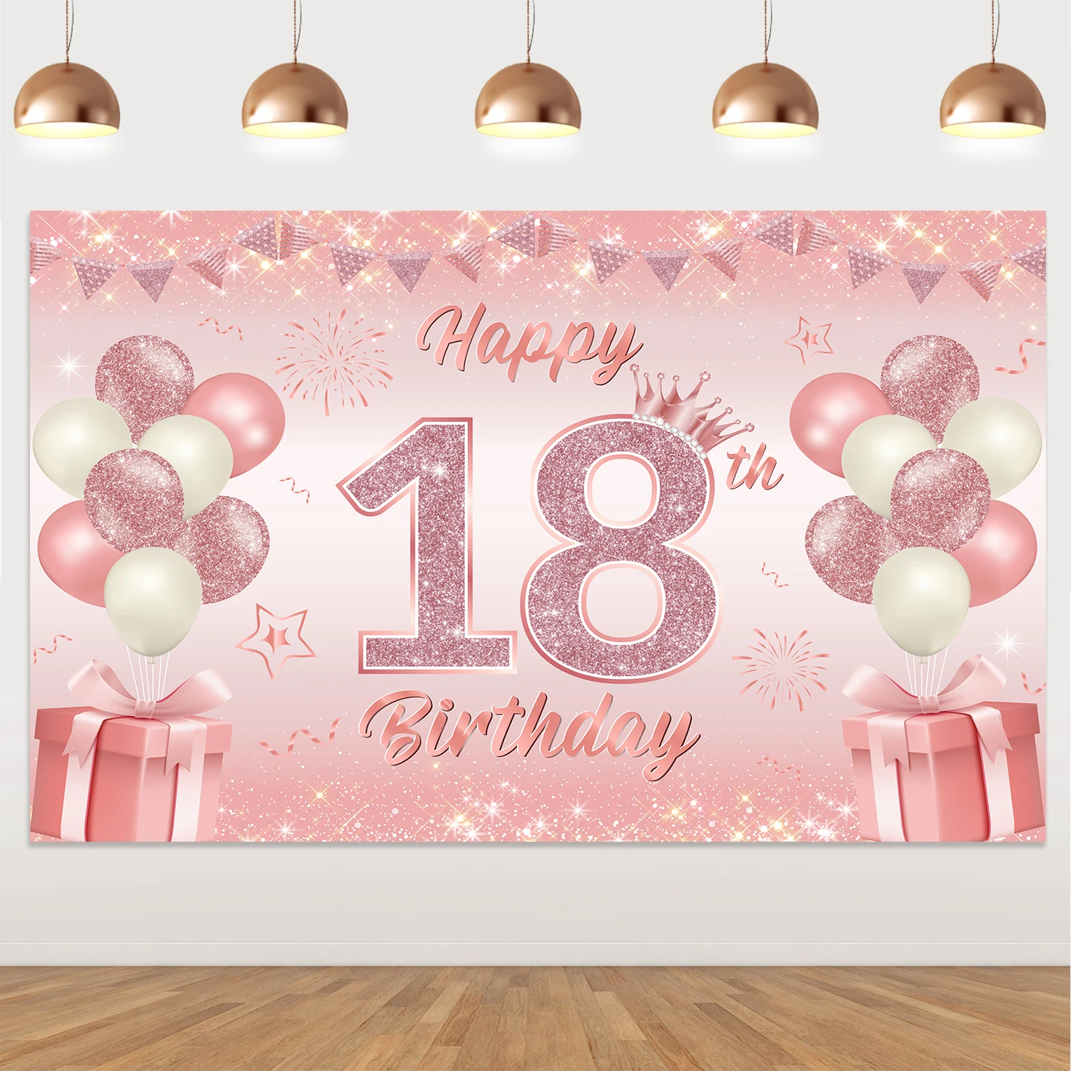 

Happy Birthday Backdrop Banner for Girl and Woman, Photo Wall Decor, Happy Birthday Banner, Rose Gold, Woman, Girl, 18th, 21st,