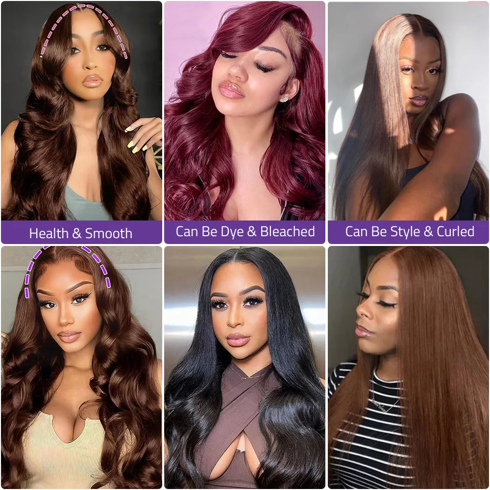 40 بوصة الشوكولاته البني اللون 13x6 HD الدانتيل أمامي باروكة من شعر طبيعي للنساء البرازيلي الجسم موجة 13x4 شعر مستعار دانتيل أمامي شفاف