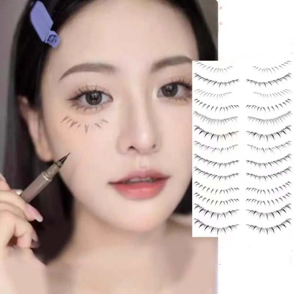 4/8 Pair 3D False Eyelashes Tattoo Under Eye Black Fake Eyelash Disposable Waterproof Lower Eyelash Tattoo Stickers Beauty