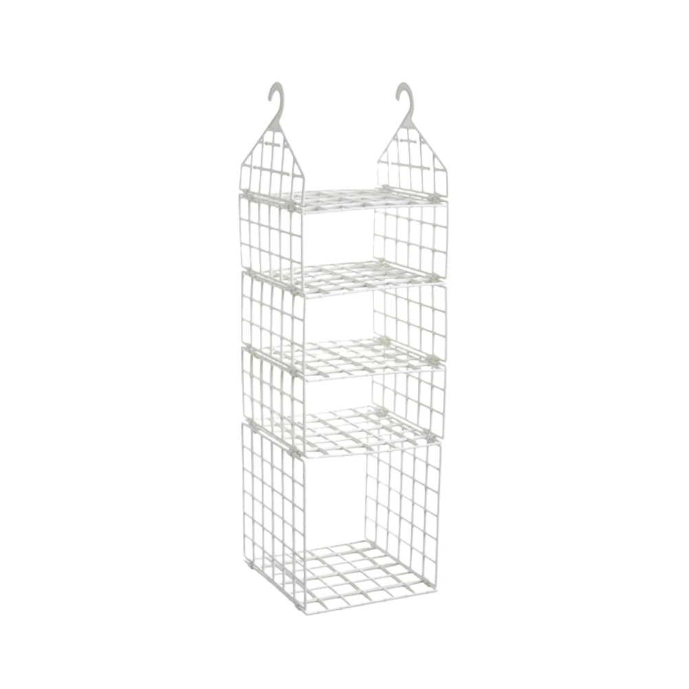 

Foldable Wardrobe Hangers Closet Space Saver White Hanging Shelf Plastic Drawer Organizer for Clothing