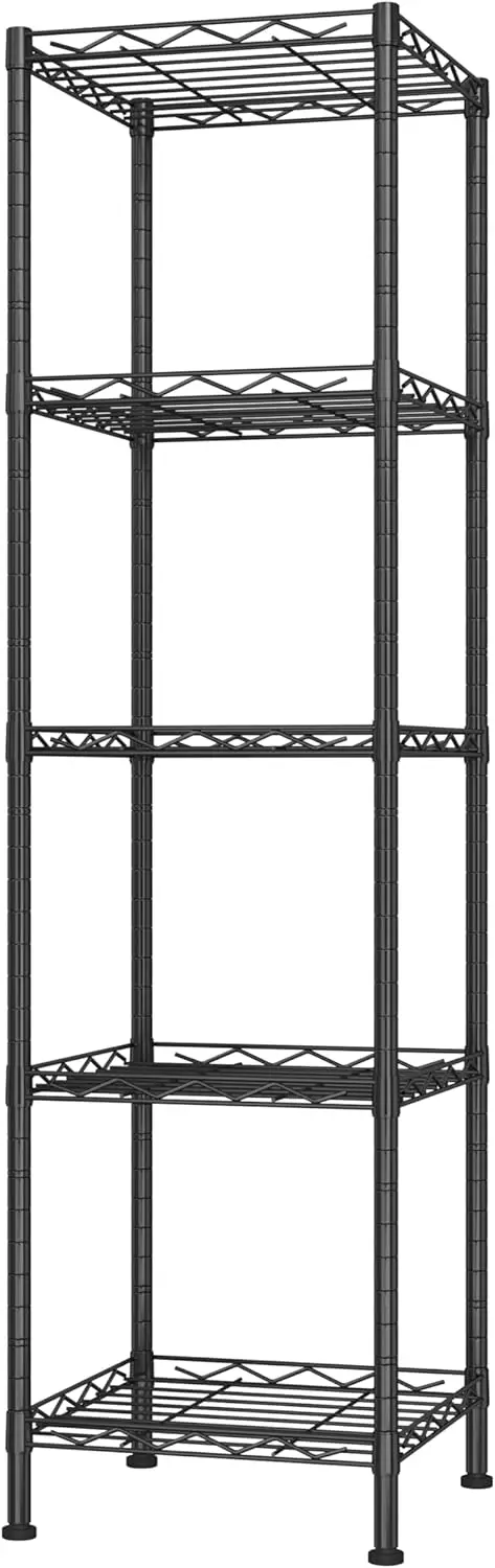 

Стеллажи для хранения, 5-ярусные металлические полки, регулируемая металлическая полка-стеллаж для кухни, кладовой, ванной комнаты, черный