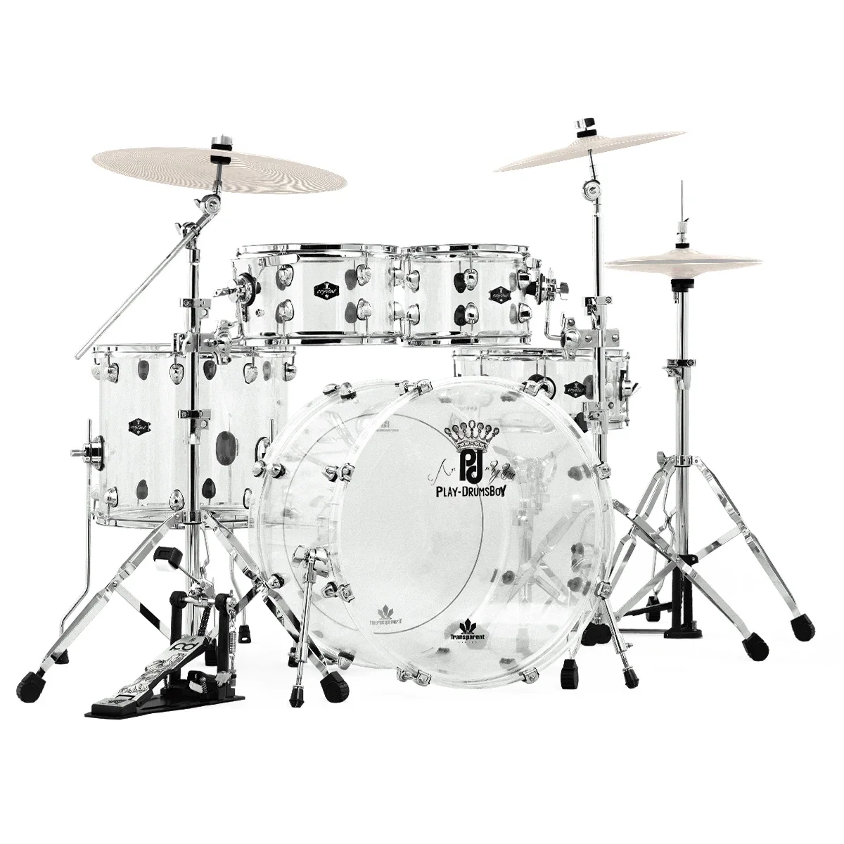

Professional Jazz Drum Kit PD Acrylic Series High Quality Acoustic Drum Set White Percussion Instrument For Musical Use