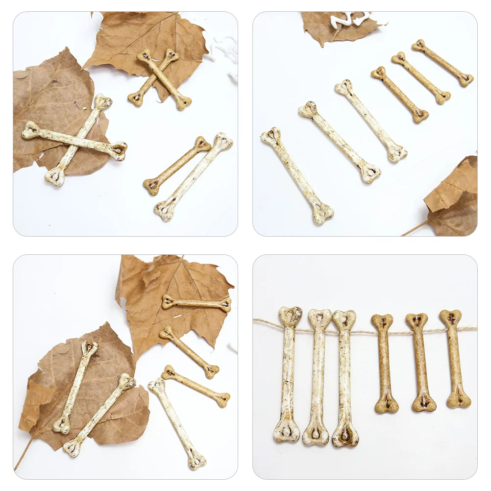 20 Pcs Ornaments Plastic Bones Model Halloween Fake Decor DIY Charms Desktop Mini Decorative Human