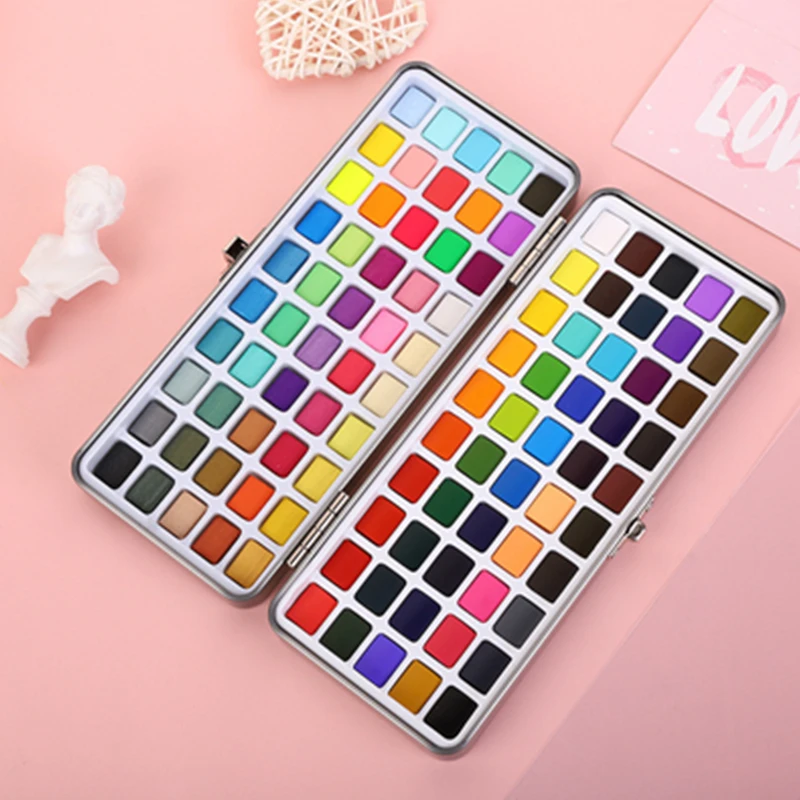 Ensemble de peinture aquarelle 20 couleurs, boîte de peinture solide aquarelle pailletée, palette de peinture aquarelle nacrée pour artistes et amateurs de peinture, ensemble de peinture aquarelle