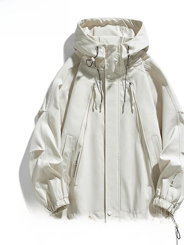 

Мужская ветровка больших размеров (до 300 фунтов), весна-осень, для активного отдыха, повседневная, свободного кроя, с капюшоном, модная, городская, из полиэстера