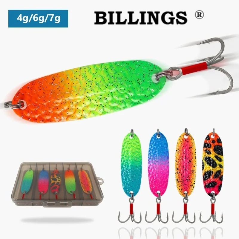 BILLINGS 5-teiliges Box-Set mit bunten Metall-Spinnerblades, Willow-Leaf-Spinnerblades, Spinnerblades-Hartköder für Silberkarpfen