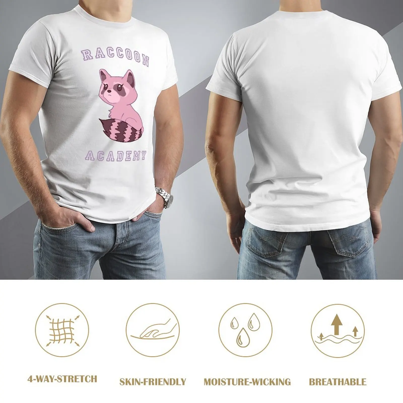 ACADEMIA DE RACCOON-T-shirt estética regular masculina, campanha fresca, T-shirt vintage engraçada, gráfico legal, casa, tamanho Eur