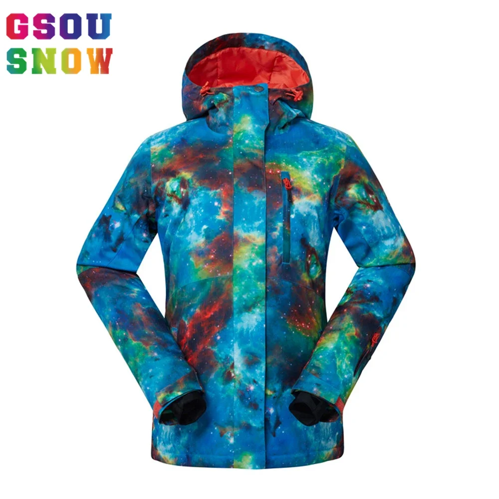 GSOU SNOW Winter Women Ski suit Warmth Outdoor Snowboard Jacket Waterproof windproof Breathable Lady Sports Jackets Plus Size