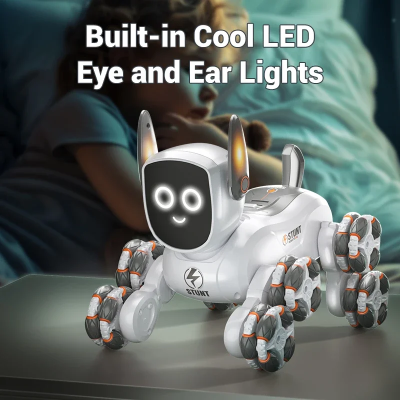 2025年新型8輪キッズリモコンロボット犬 - 充電式音楽とLEDモデルのおもちゃ、子供への誕生日プレゼント