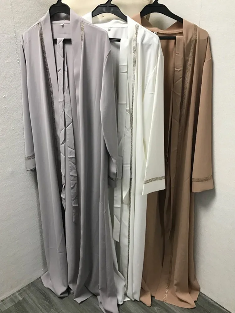 Aperto Abaya Kimono Dubai turchia caftano Cardigan musulmano Abaya per le donne Casual Robe Longue Djellaba Femme caftano abbigliamento islamico