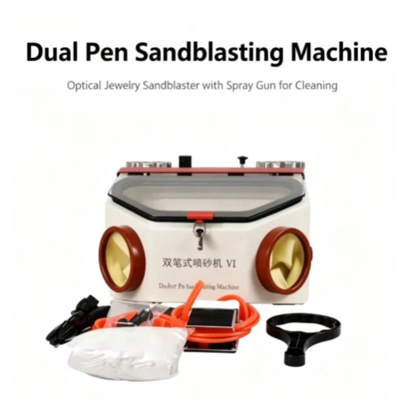 For Double Pen Dental Sandblaster Cabinet Aluminum Oxide Sandblasting Gun Orthodontic Bracket Cleaner For Dental Lab