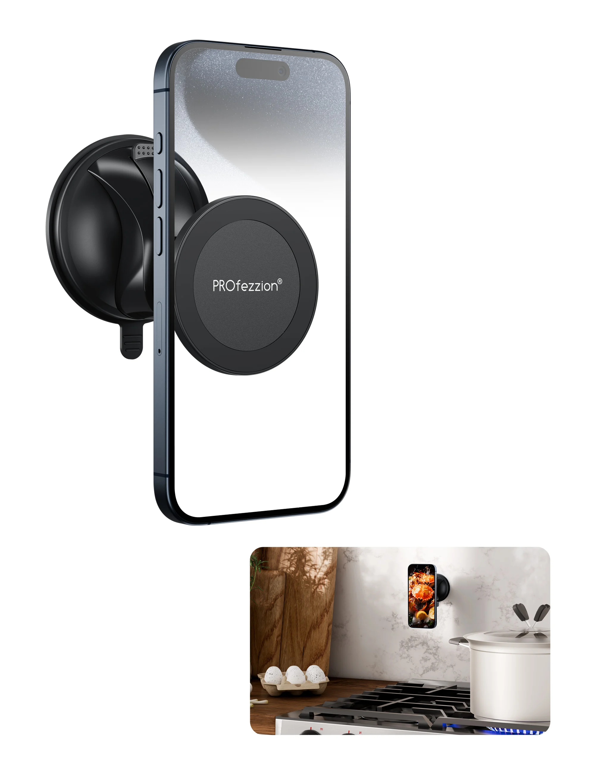 Magnetic Phone Holder Reusable Stand,Portable Mount for Shower Mirror Kitchen Window & Bathroom Compatible with iPhone Samsung