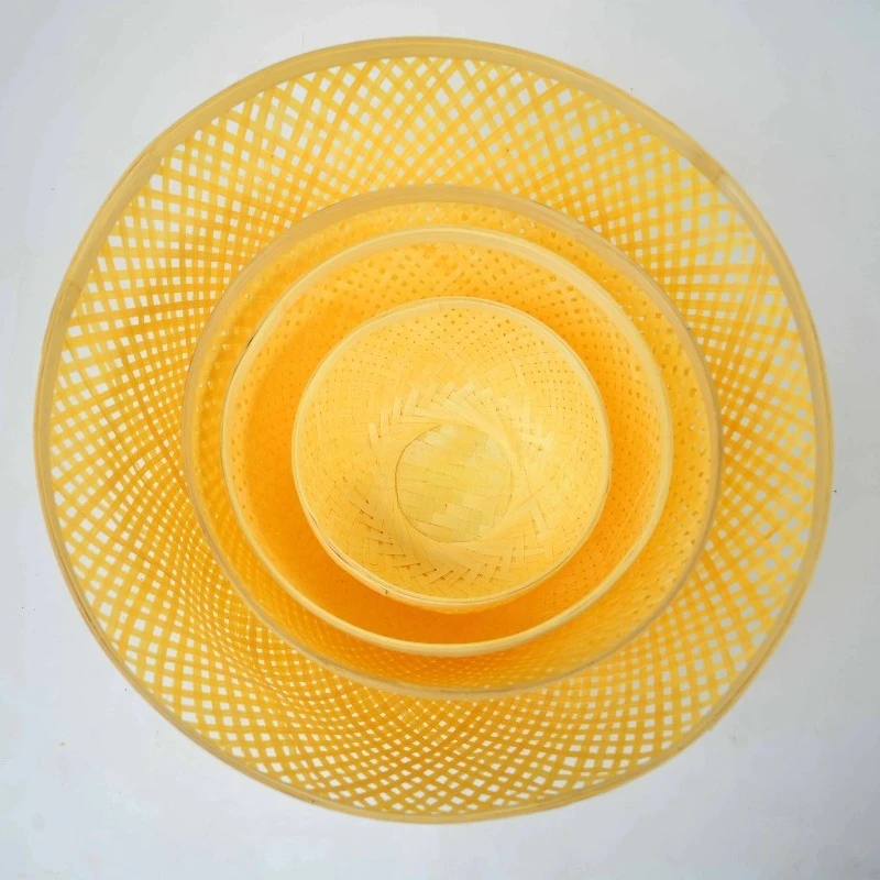 Three-piece set of natural handmade bamboo hanging lamp food storage basket craft bamboo basket storage pattern craft