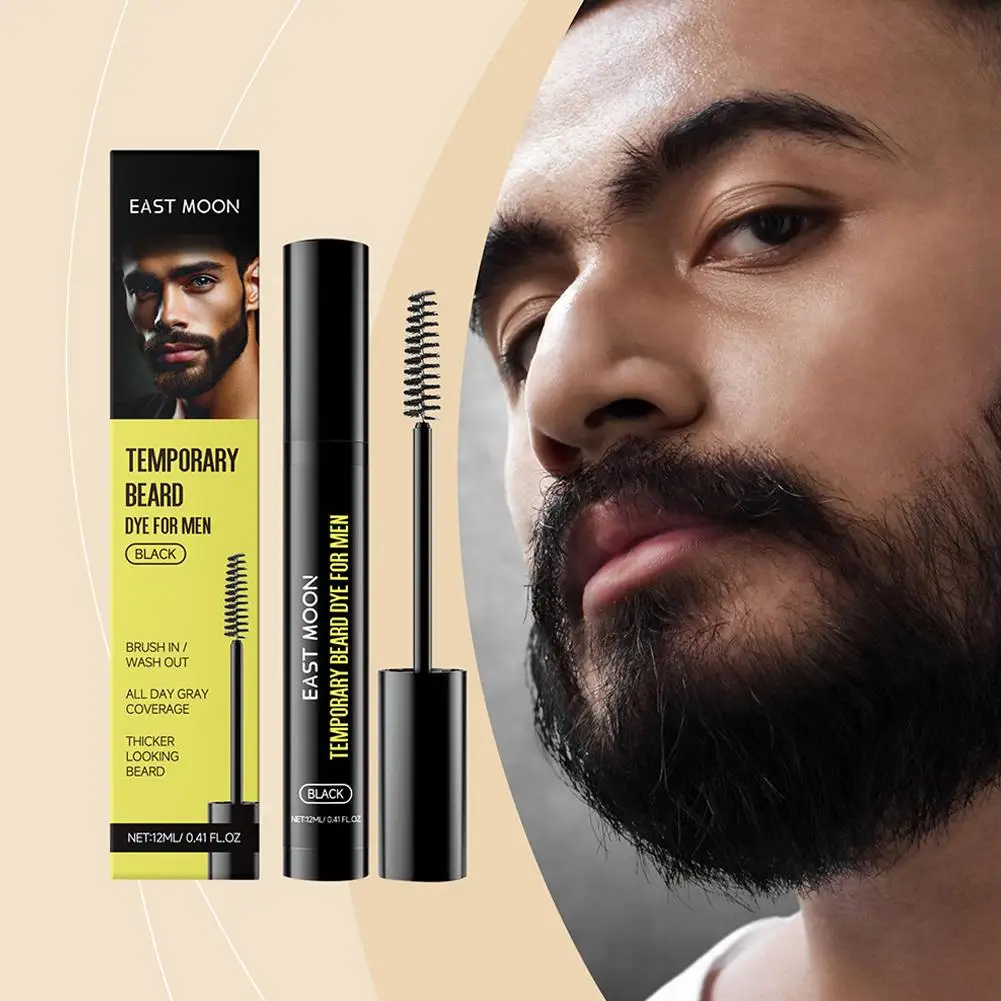 Natural Black Beard Dye for Men Male Moustache Filler Waterproof Shaping Portable Pernmanent Coloring Beard Dyeing Pen Care