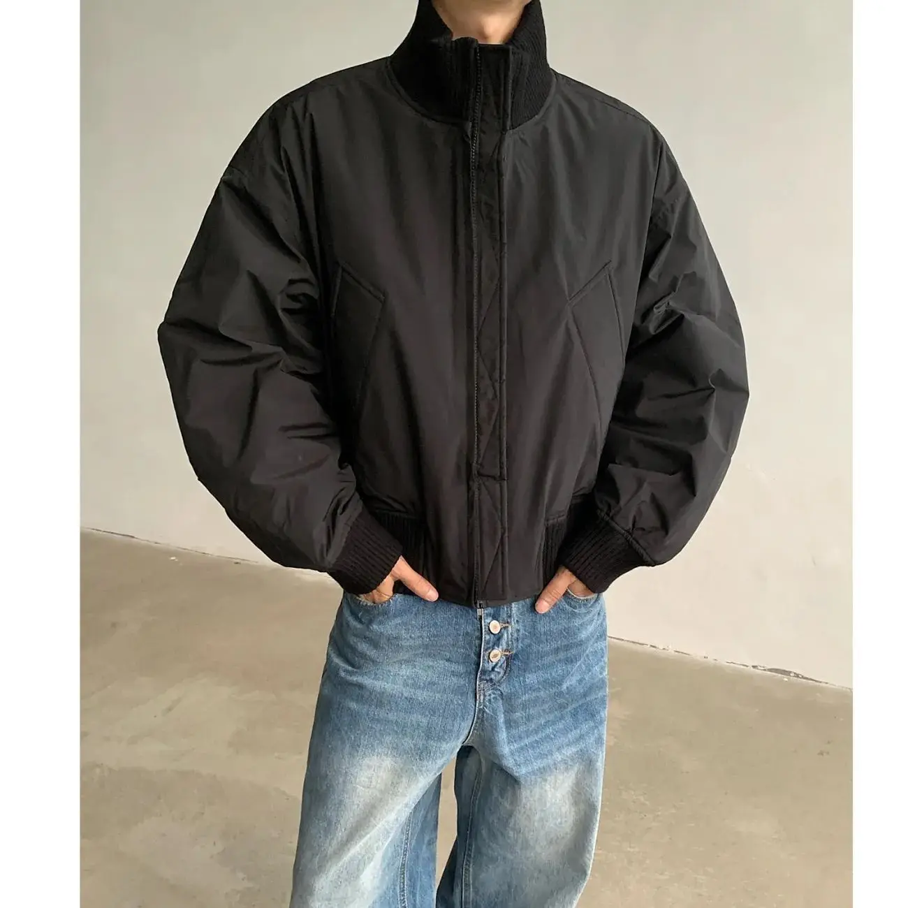 

Winter Baseball Jacket Men Thick Padded Coat Bomber Style Cotton Coat American Vintage Short Outerwear Tops