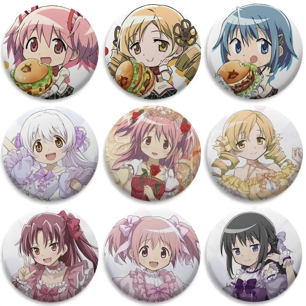 

Puella Magi M-Madoka MagicaS Badges Round Exquisite Badge Brooches Creative Pins For Clothes Hat Backpack Gift Accessories