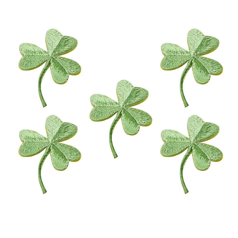 

5 Pcs Four -leaf Grass Paste Flower Embroidered Patches for Clothes Embroidery Clothing Bag Sequins