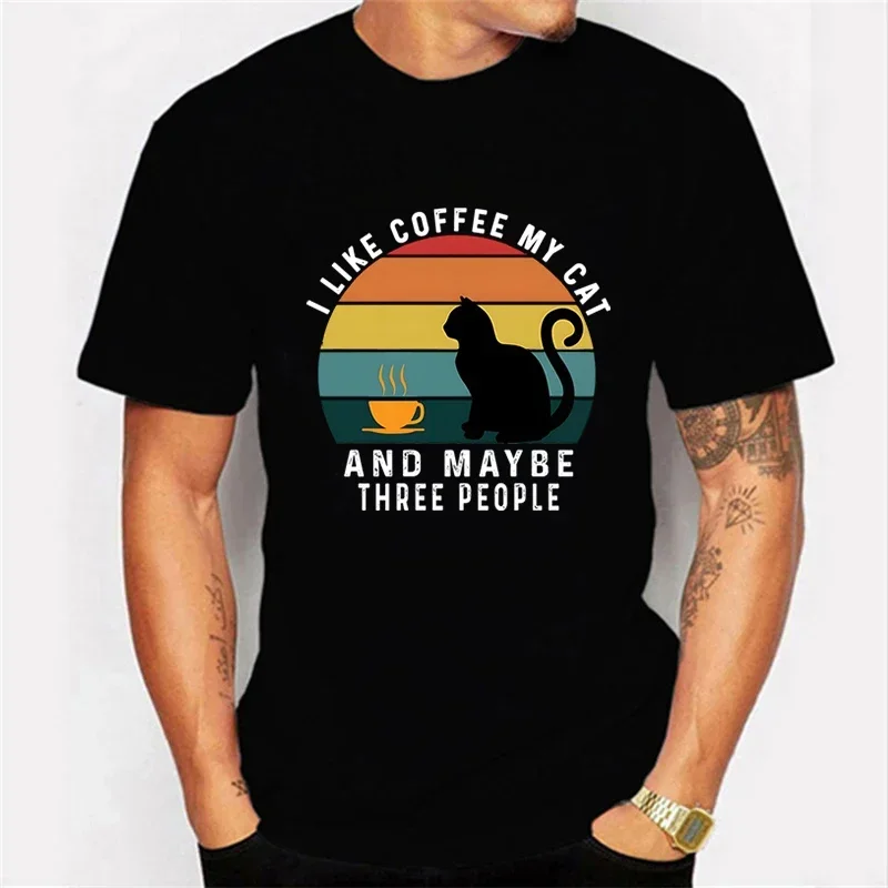 

FP Short Sleeve Tees Men's T-shirt I Like Coffee My Cat T Shirt Graphic Tshirt Harajuku Streetwear Fashion Trend Brand Shirts