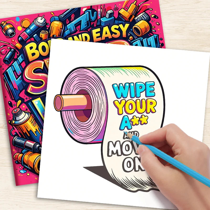 Adult Stress-Relief Swear-Word Coloring Book, Fun Doodle Book with Thick Lines That Are Easy to Color, Relieves Stress and Anxiety, a Home Leisure and Relaxation Tool, Creative Holiday Gift, Emotional Venting Coloring Book for Adults, a Time-Killing and Stress-Relief Tool.