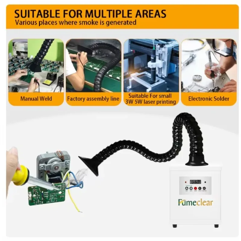 Portable Welding Fume Extractor - Low Noise Dust Collector With 3 Stage HEPA Filter