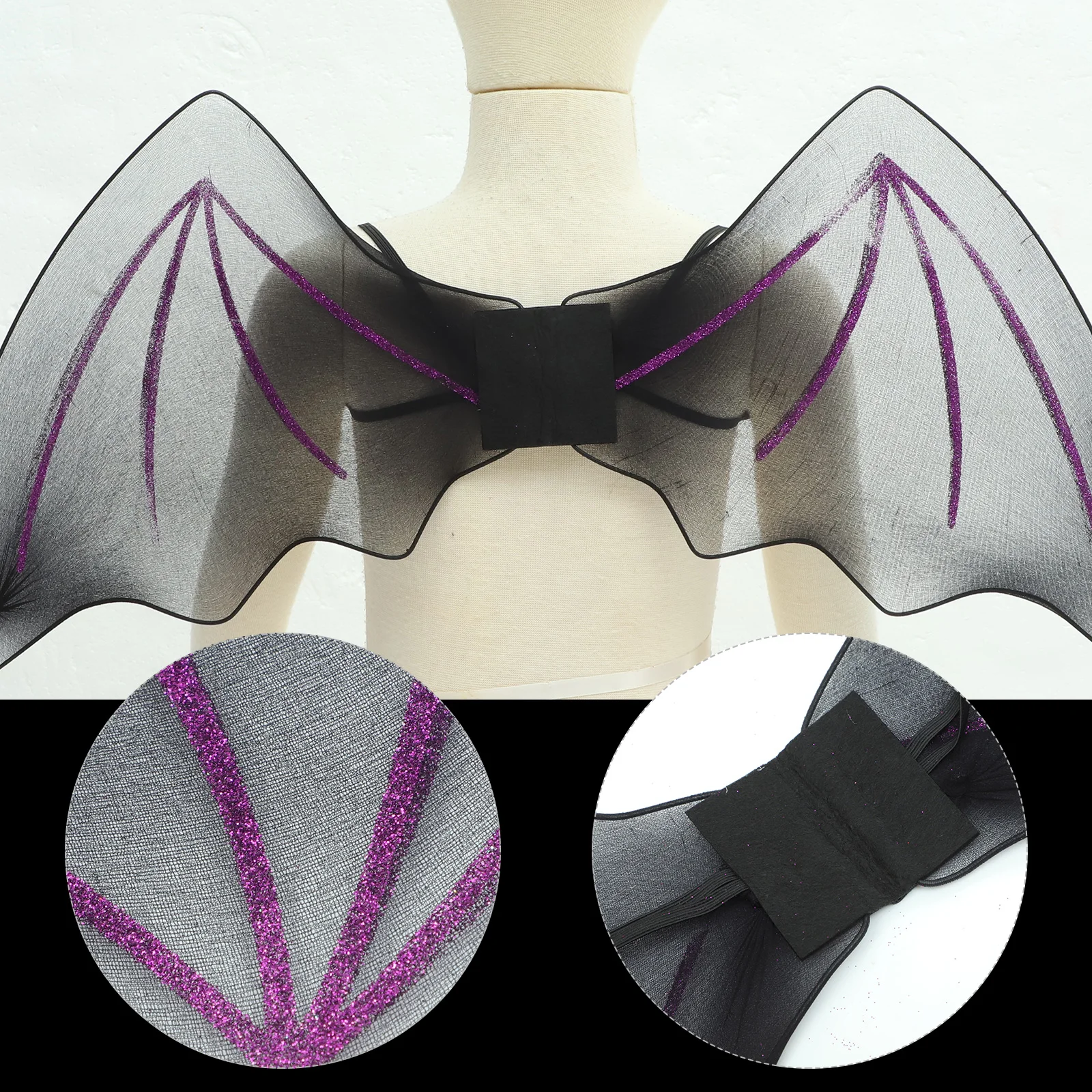

s Wings Black Mesh Bat Wings for Adults Halloween Cosplay Props Lightweight Comfortable Festival Stage Show Party Supplies
