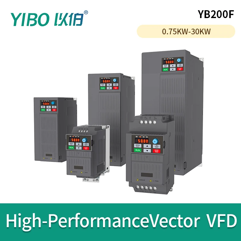 YIBO YB200F High Performance Vector VFD Inverter Single Three Phase 220V 380V 400W 1.5KW 2.2KW 5.5KW 7.5KW