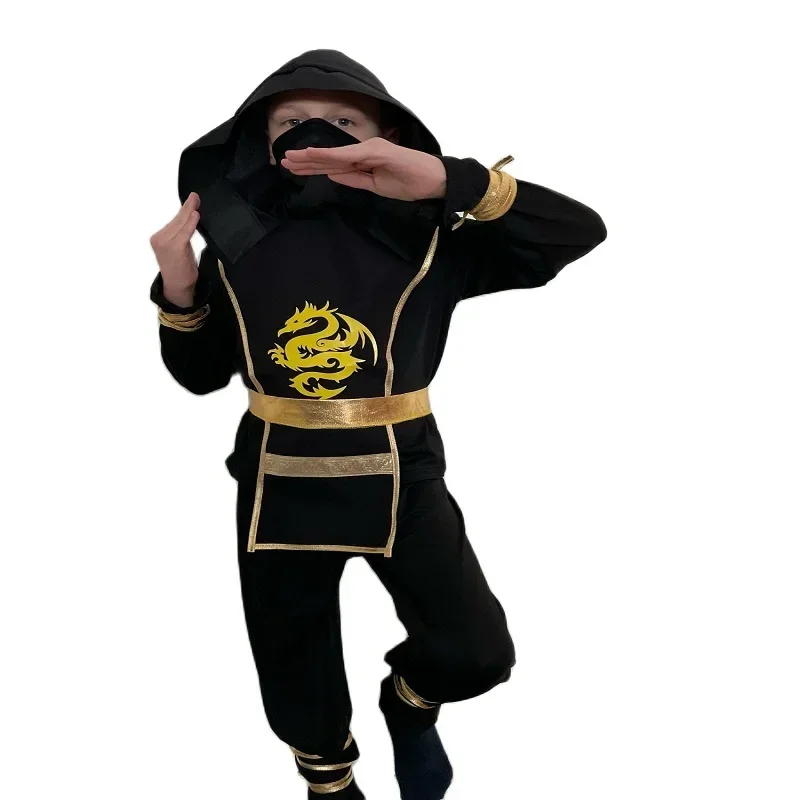 2025 New Boy Ninja Costume Kids Silver Dragon Costumes Children Superhero Cosplay Jumpsuit With Weapon Halloween Carnival Sui AA