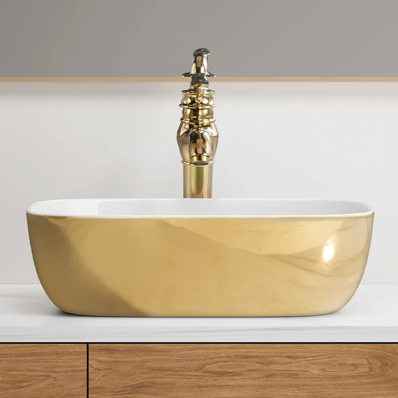 Nordic style gold ceramic table basin, bathroom wash basin