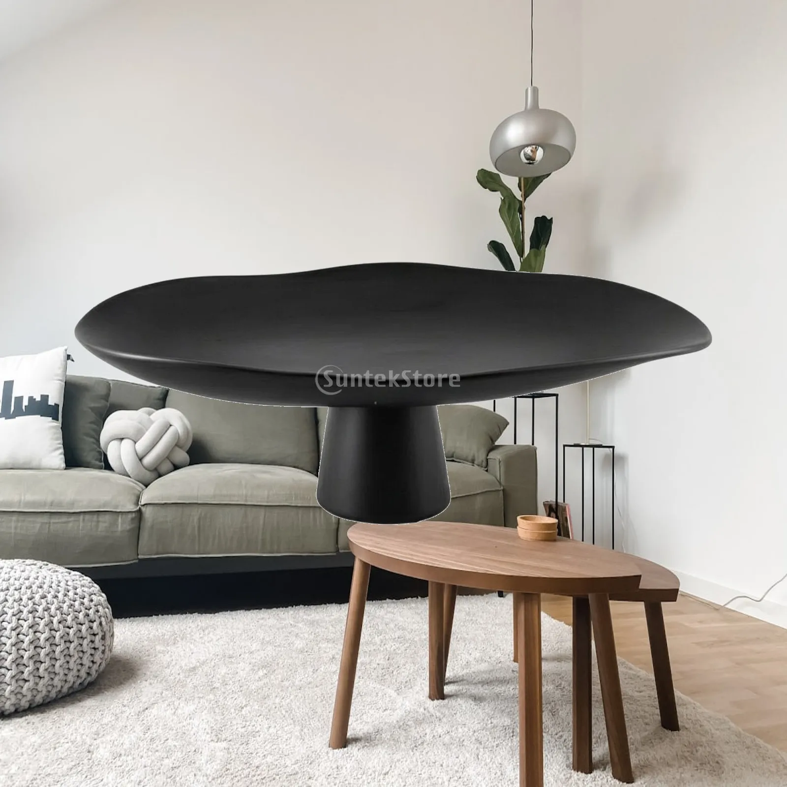 Modern Industrial Tray Resin Pedestal Fruit Plate Shallow Elongated Bowl Decorative Auxiliary Table Decor