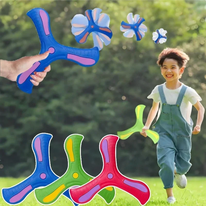 子供ブーメランおもちゃソフトフライングディスク壊れないトライブレード手投げ屋外遊び安全耐久性のある楽しいゲーム子供のための