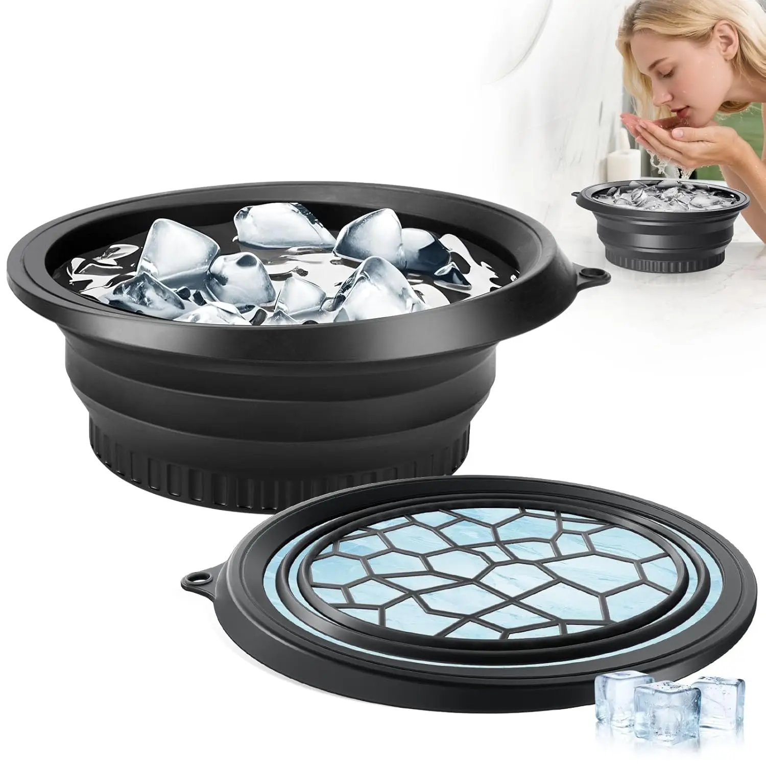 

Складная раковина для лица для терапии льда, холодный компресс, портативная миска для ухода за лицом, домашнее ведро для красоты, спа, аксессуар для кормления