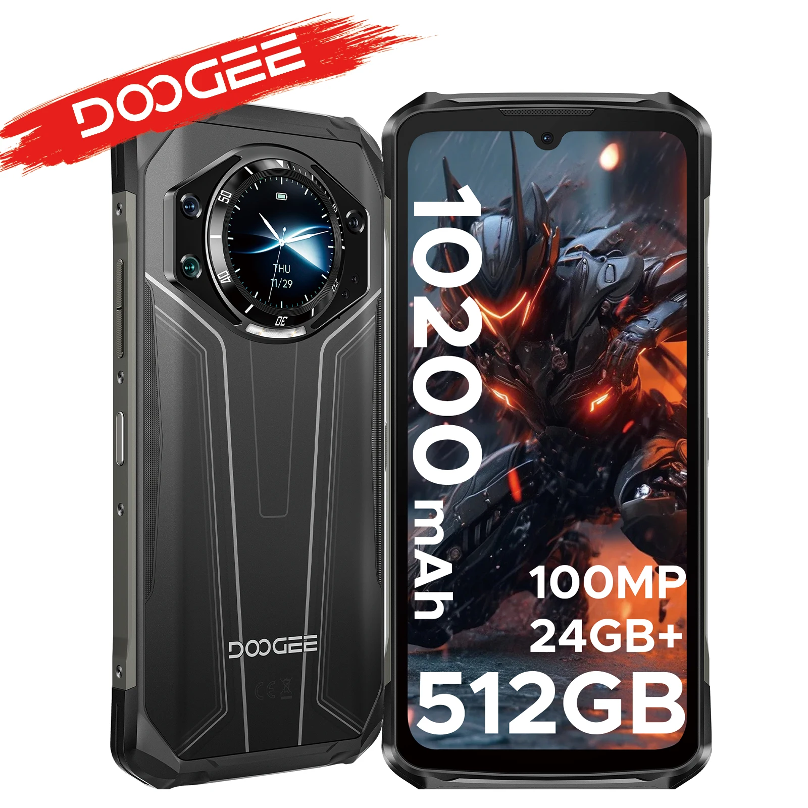 Smartphone robuste DOOGEE S119 Écran FHD IPS 6,72" 24 Go de RAM 512 Go de ROM Caméra principale IA 100MP Batterie 10200mAh