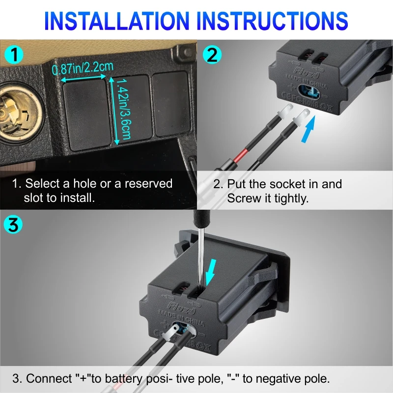 12V 24V USB Autolader Socket Dual 18W PD USB-C en 18W QC3.0 Poort Autolader Accessoires voor Auto RV Boot Marine Truck Motorcy