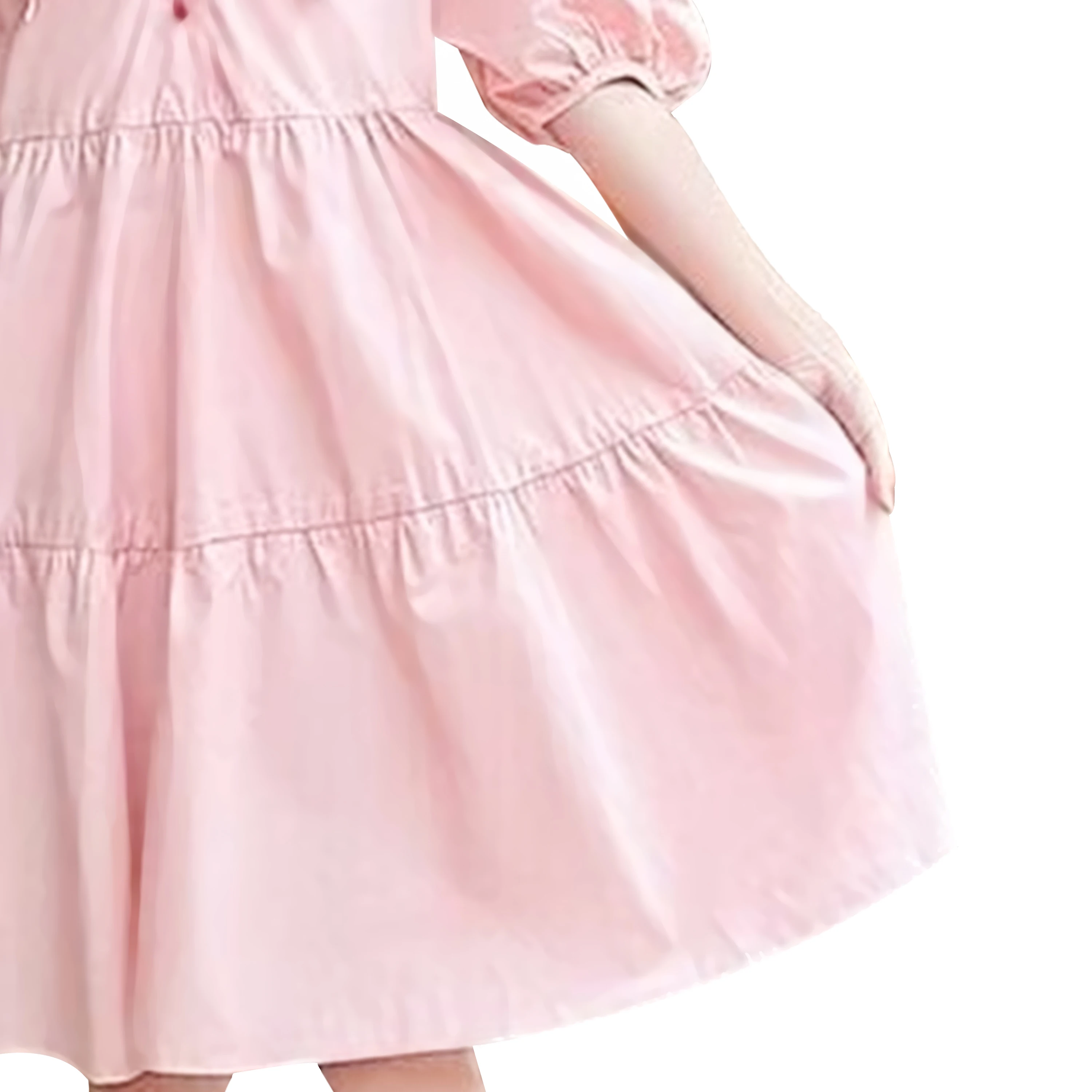 CHCH Girls Dresses 2024 Summer New Baby Girls Floral Short Sleeves Dress Children Clothes Holiday Casual Kids Pink Clothing