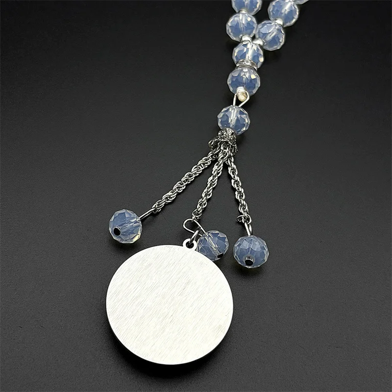 무슬림 이슬람 알라 초승달 유리 자동차 펜던트 체인 남녀용 스테인리스 스틸 골드 컬러 아랍 부적 체인 장신구