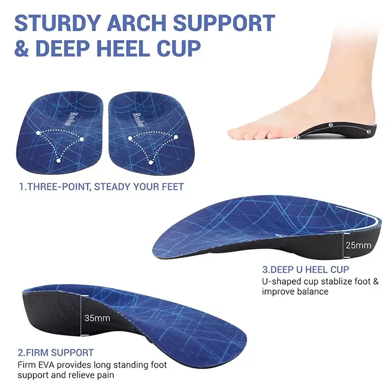 3/4 長さの EVA 矯正インソール: 姿勢を矯正し、快適性を高めるためのハイアーチサポート